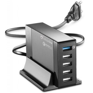 Charger Station 5 USB Qualcom 3.0 + Stand Black