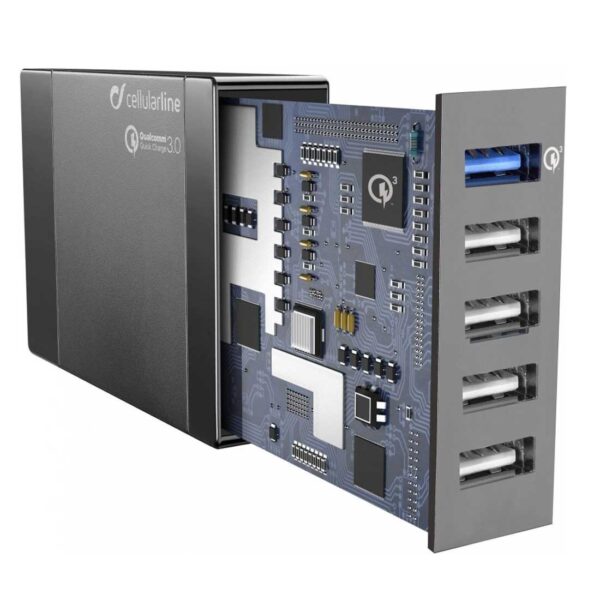 Charger Station 5 USB Qualcom 3.0 + Stand Black - Image 2