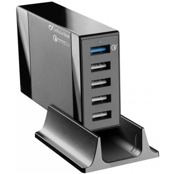 Charger Station 5 USB Qualcom 3.0 + Stand Black - Image 3