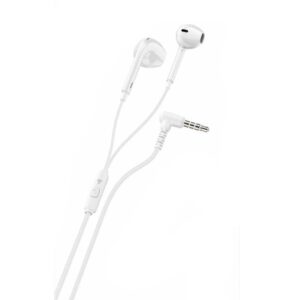Capsule-Shaped Wired Earphones with Microphone, White