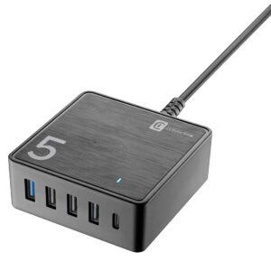 Charger 5 Ports 60W Black - Desk Charger - USB-C
