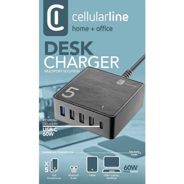 Charger 5 Ports 60W Black - Desk Charger - USB-C - Image 3