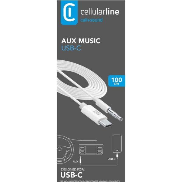 AUX Music Cable Type-C To Jack 3.5mm White - Image 3