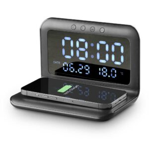 Wireless Charging Alarm Clock Black
