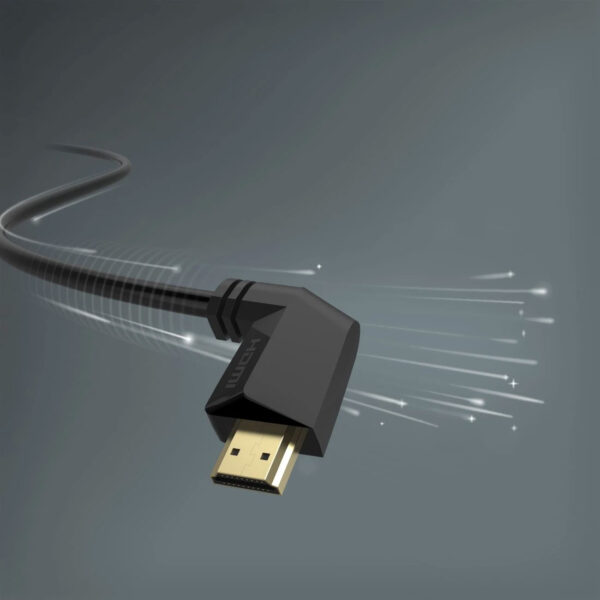 High-speed HDMI™ cable, plug - plug, 90°, Ethernet, gold-plated, 2m - Image 2
