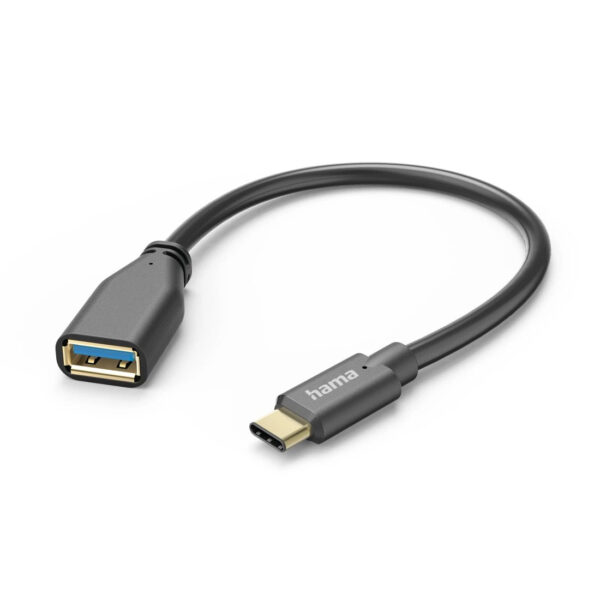 USB Adapter Cable, OTG, USB-C Plug - USB-A Socket, 15 cm, black