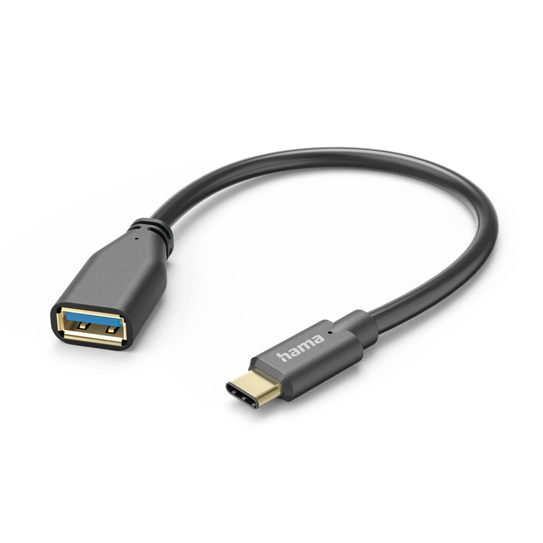 USB Adapter Cable, OTG, USB-C Plug - USB-A Socket, black