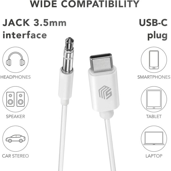 AUX Audio Cable Type-C To Jack 3.5mm White - Image 5