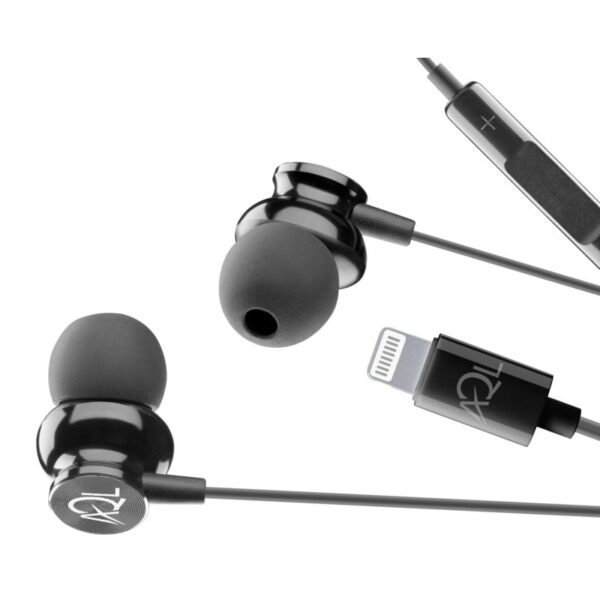 Whirl In-Ear Earphones MFI for iPhone Black - Image 3
