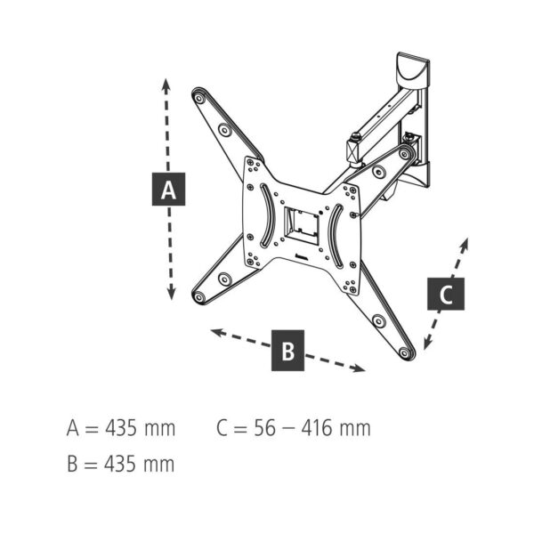 FULLMOTION TV Wall Bracket, 1 Star, 400x400, 165cm (65"), 2 arms, black - Image 3