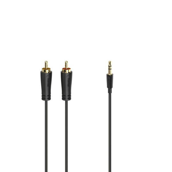 Audio Cable, 3.5 mm Jack Plug - 2 RCA plugs, Stereo, Gold-Plated, 1.5 m