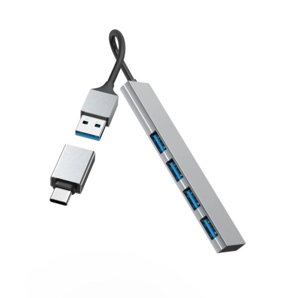 USB Hub, 4 Ports, USB 3.2 Gen 1, 5 Gbit / s, Ultra-Slim, incl. USB-C Adapter - Image 3