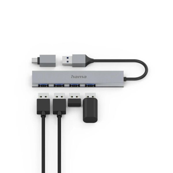 USB Hub, 4 Ports, USB 3.2 Gen 1, 5 Gbit / s, Ultra-Slim, incl. USB-C Adapter - Image 4