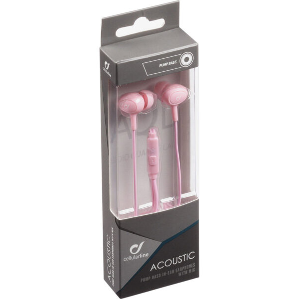 Acoustic Pump bass in-ear earphones with mic Pink - Image 2