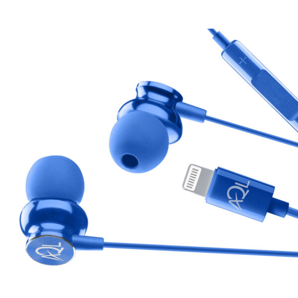Whirl In-Ear Earphones MFI for iPhone Blue - Image 3