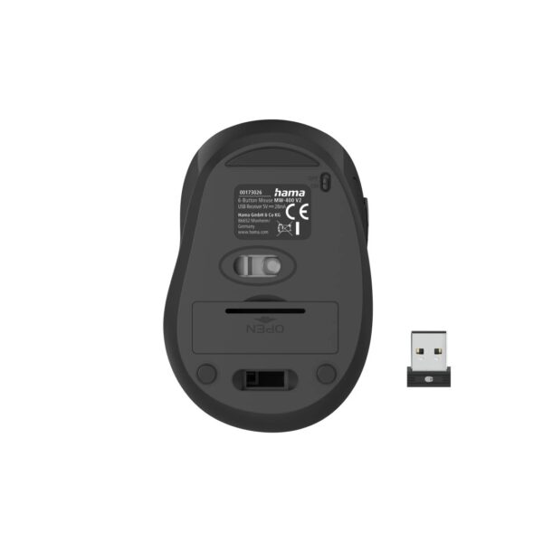 "MW-400 V2" Optical 6-Button Wireless Mouse, Ergonomic, USB Rec., black - Image 3