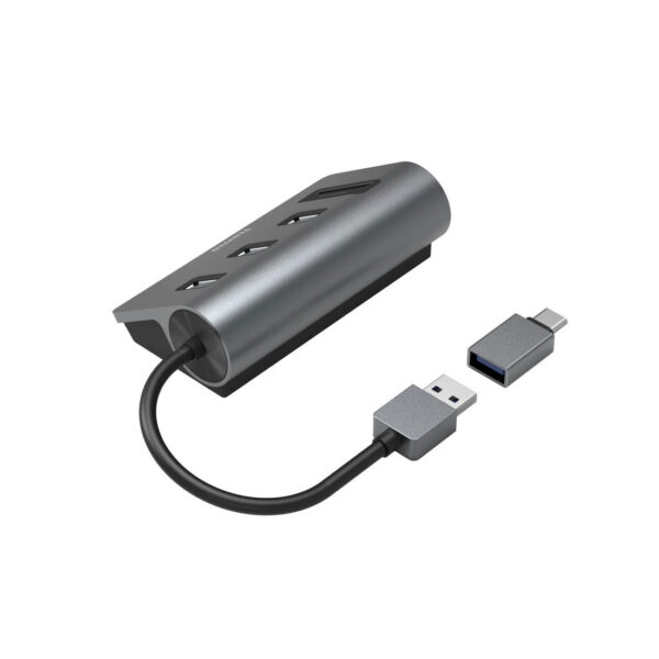USB Hub / Card Reader, 5 Ports, 3x USB-A, SD, microSD, incl. USB-C Adapter - Image 2